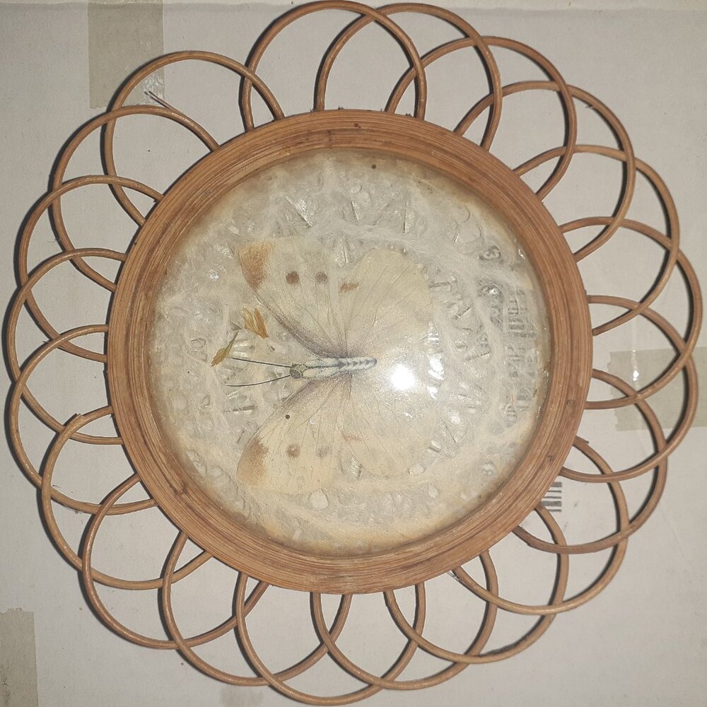 Vintage Ratan Moth Pressed drink coaster